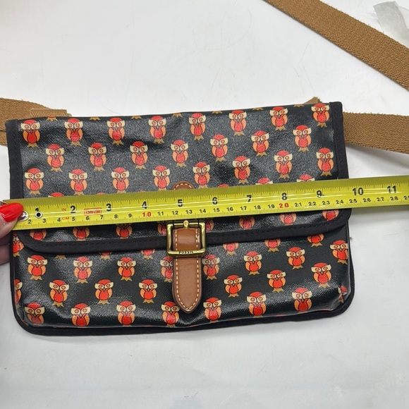 Fossil Orange and Black Owl Print Women's Crossbody Bag - Picture 12 of 14